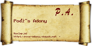Poós Adony névjegykártya